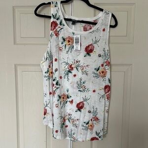 Torrid Floral Sleeveless Top - White with Red and Green Accents